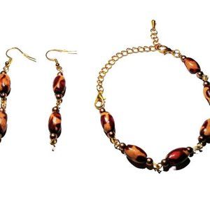 Leopard Skin Printed Bracelet & Earring Set
